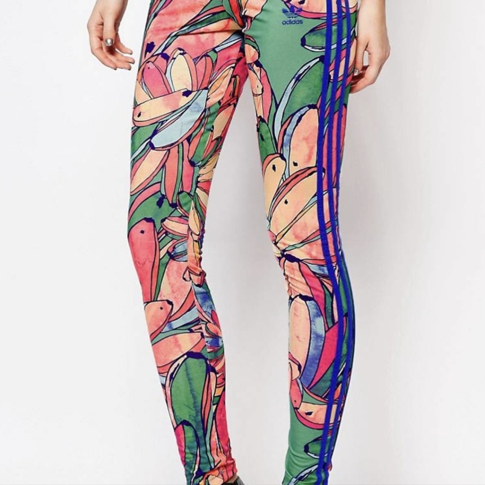 Adidas Originals Farm 3 Stripe Leggings In Banana